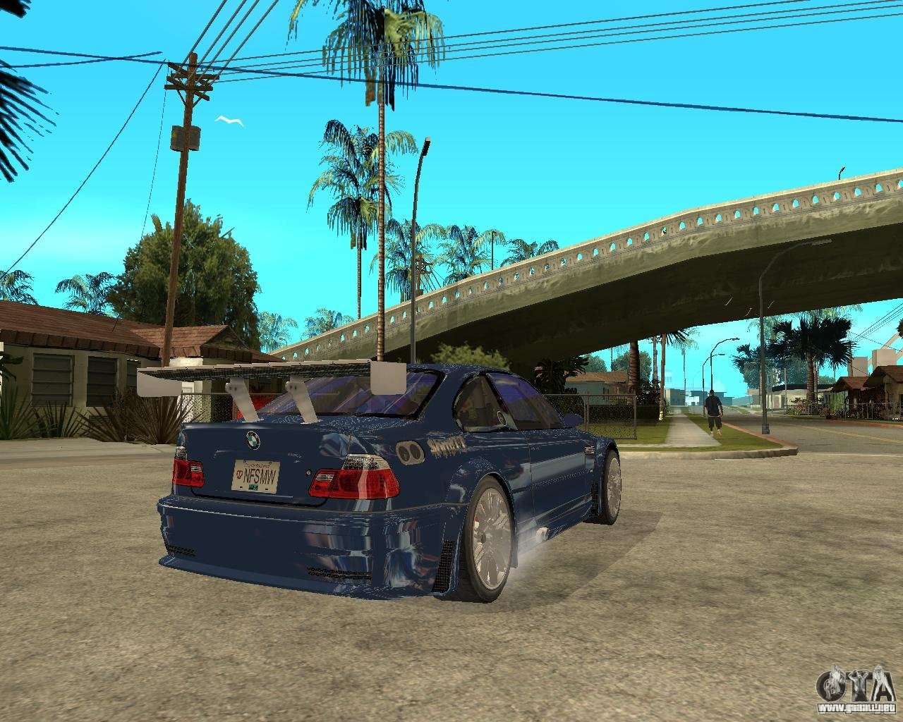 BMW M3 GTR из Need for Speed Most Wanted для GTA San Andreas вид сзади слев