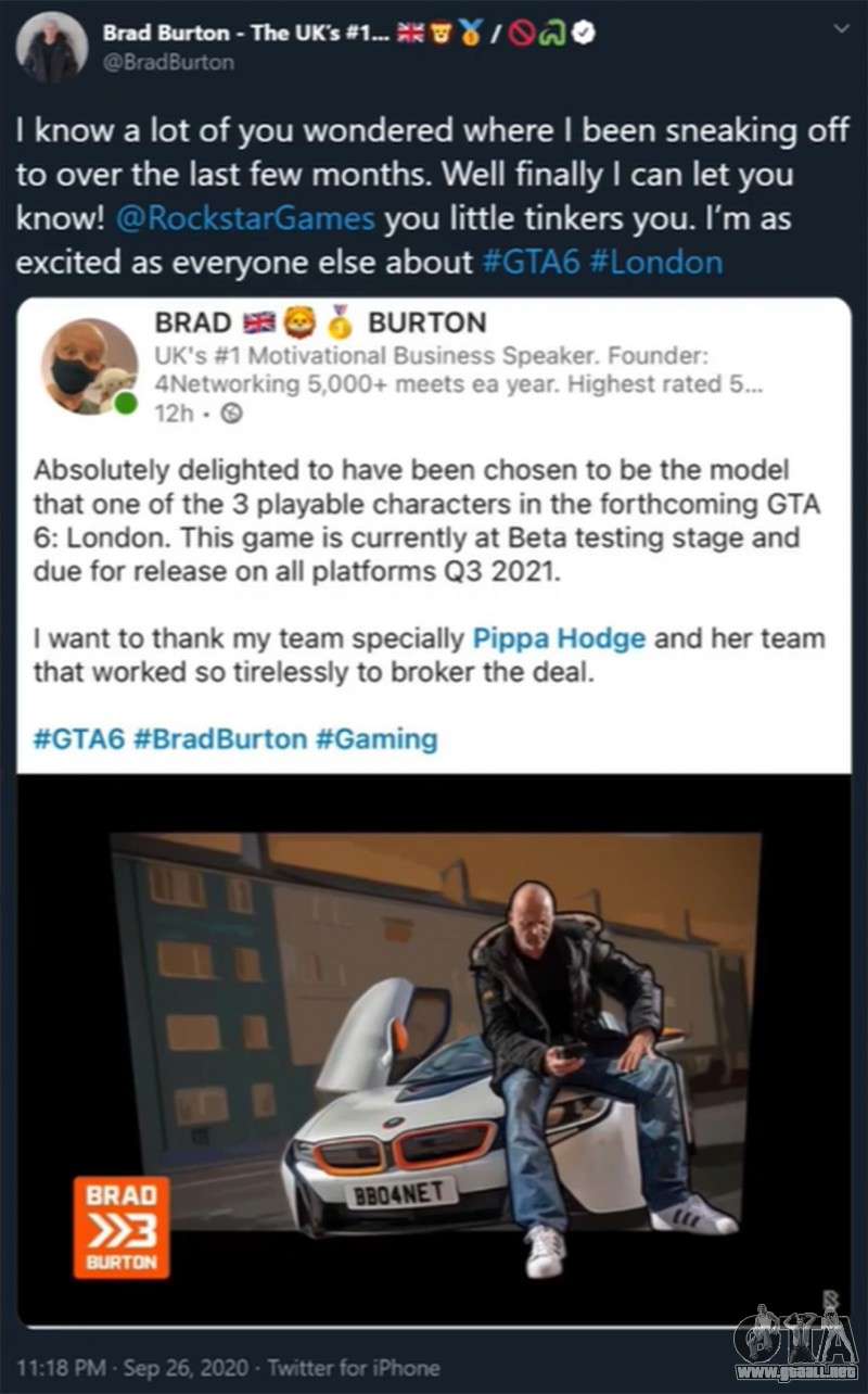 Brad Burton tweet sobre GTA 6