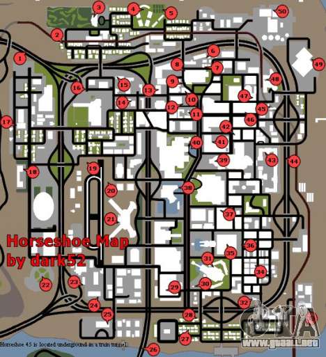 Mapa de las herraduras para GTA San Andreas