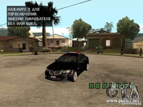 Pontiac G8 GXP Police v2 para GTA San Andreas