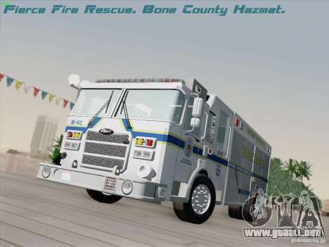 Pierce Fire Rescues. Bone County Hazmat para GTA San Andreas