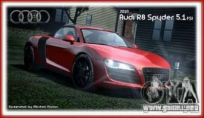 Audi R8 Spyder 2010 v 2.0 para GTA 4