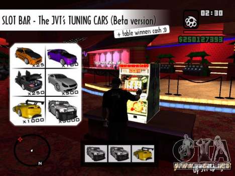 Slot BAR The JVTs tuning cars para GTA San Andreas
