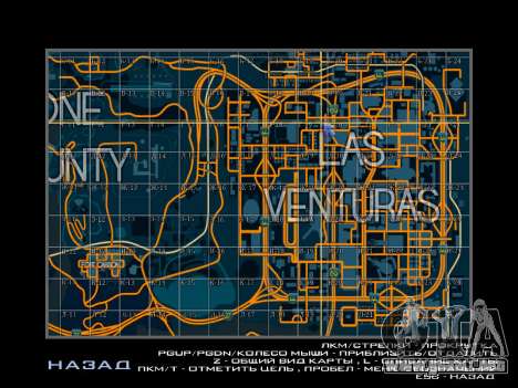 Mapa con los sectores de estilo de carreras para GTA San Andreas