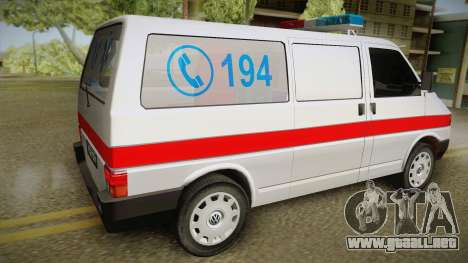 Volkswagen T4 De Ambulancia para GTA San Andreas