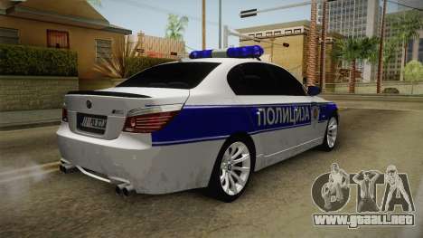 El BMW M5 e60 de la Policía para GTA San Andreas