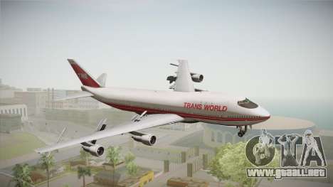 Boeing 747 TWA Solid Titles Livery para GTA San Andreas