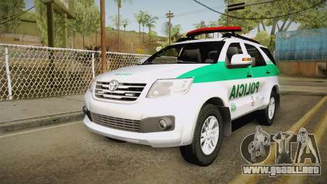 Toyota Fortuner Ponal Colombia para GTA San Andreas