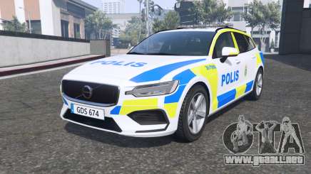 Volvo V60 T6 2018 Swedish Police [ELS] [replace] para GTA 5
