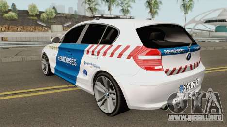 BMW 120i E87 Magyar Rendorseg para GTA San Andreas