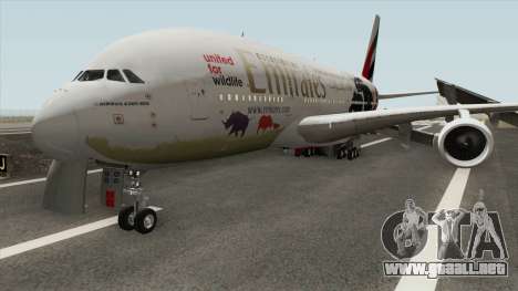 Airbus A380-800 (United For Wildlife Livery) para GTA San Andreas
